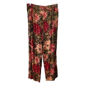 Vintage 90s Ciel Bleu Floral Wide Leg Pants Size Large Pull On Deadstock NEW